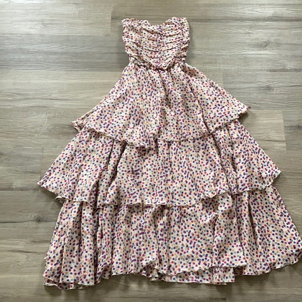 Multi color polka dot tiered dress